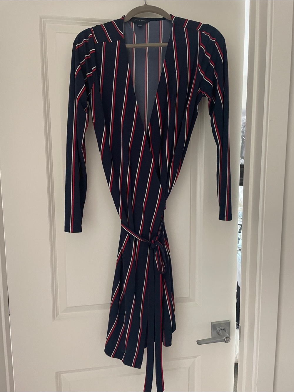 Tommy Hilfiger Navy Wrap Dress with Red and White Stripes